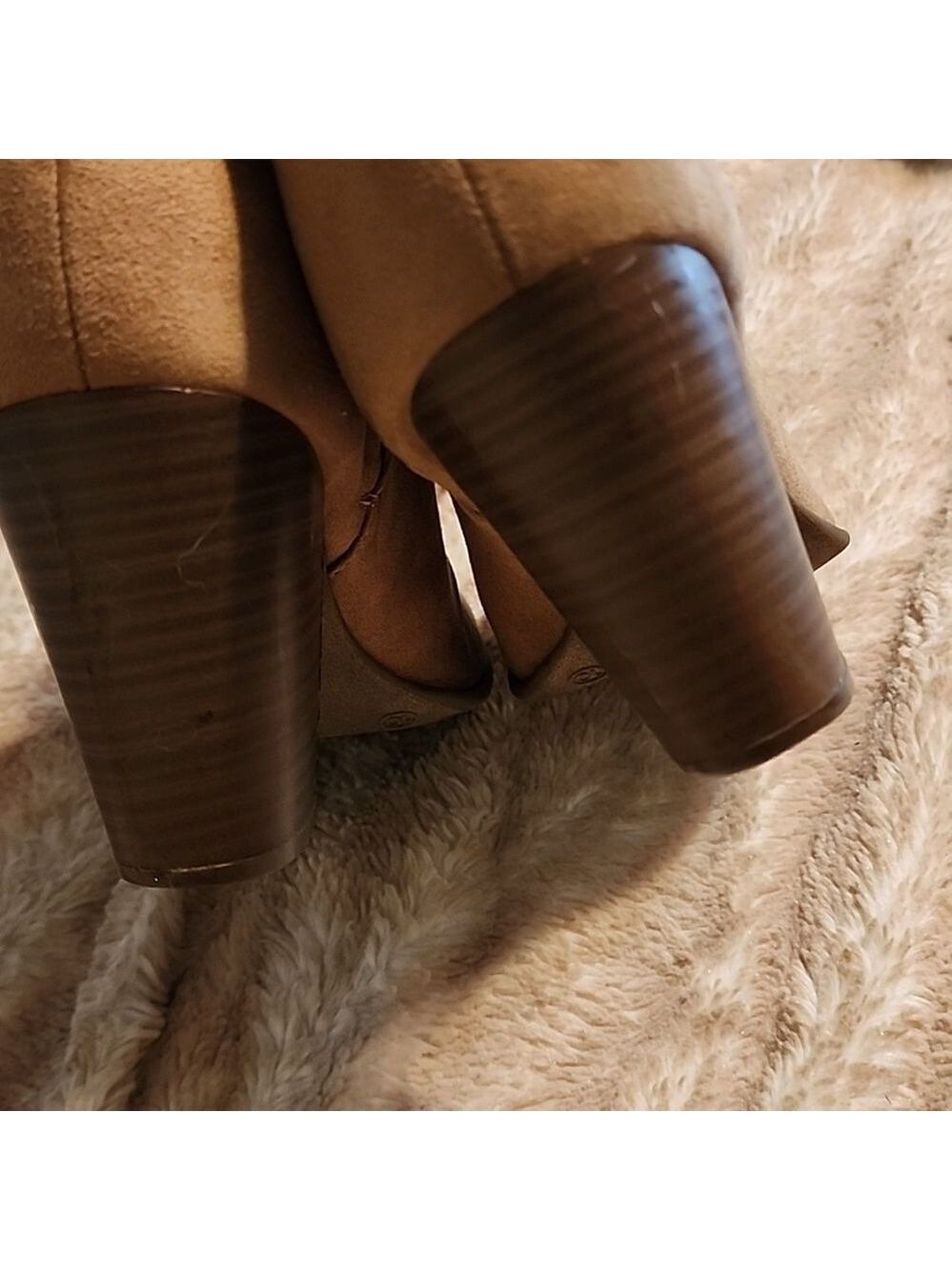 Old Navy Boots Womens 10 Ankle Booties Block Heels Comfort Brown Suede Side Zip. - Picture 4 of 5